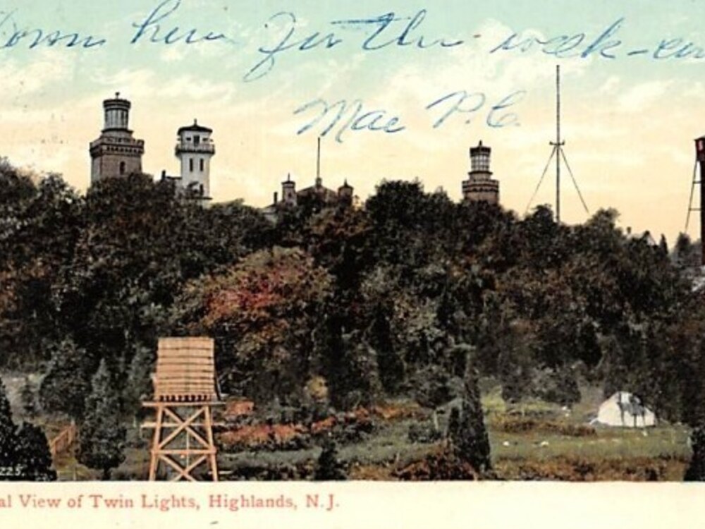 Vintage postcard view of Twin Lights, Highlands, New Jersey