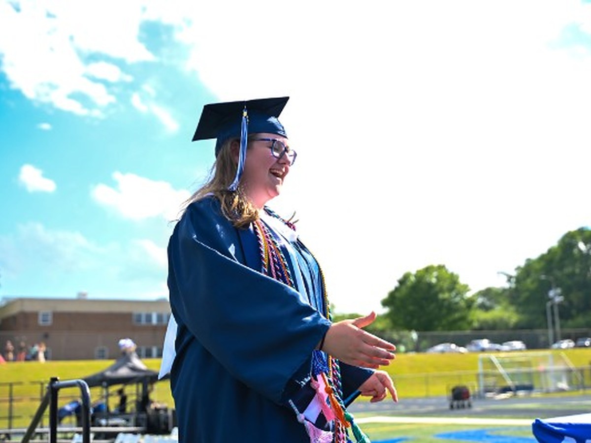 Ella in cap and gown on graduation day — Middletown South, Class of 2026